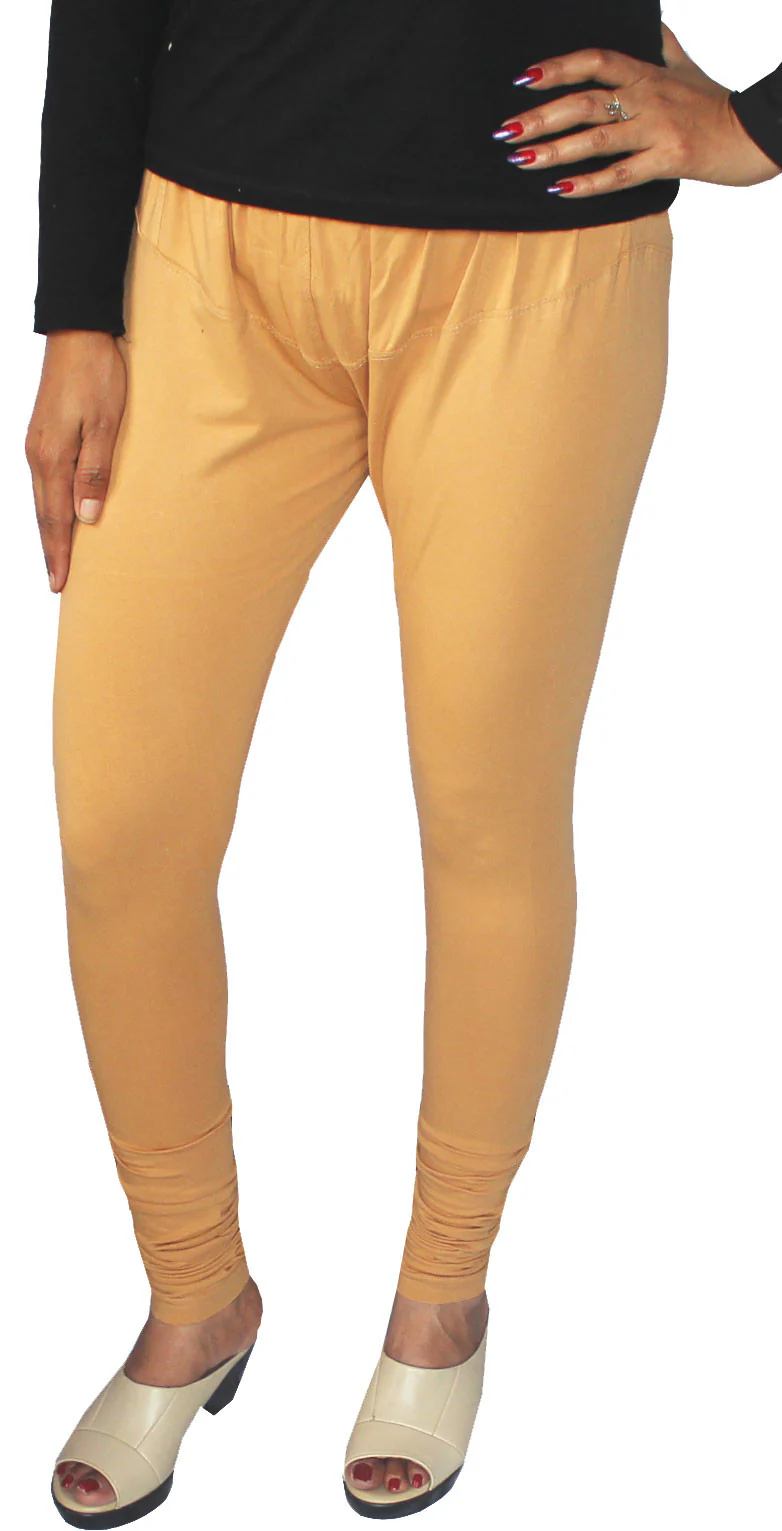 4 Way Stretchable Leggings Womens Churidar India Clothing Bottoms (Beige) - Image 2