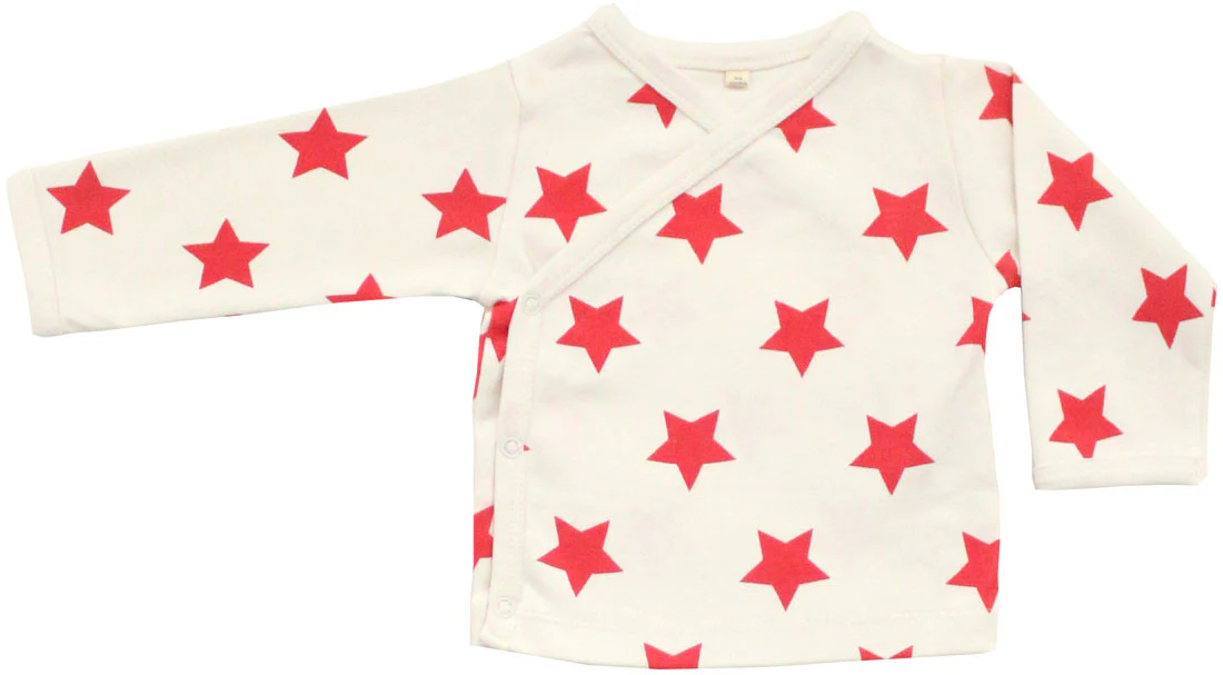 Baby Organic Cotton Kimono Bodysuit GOTS Certified (White-Red)