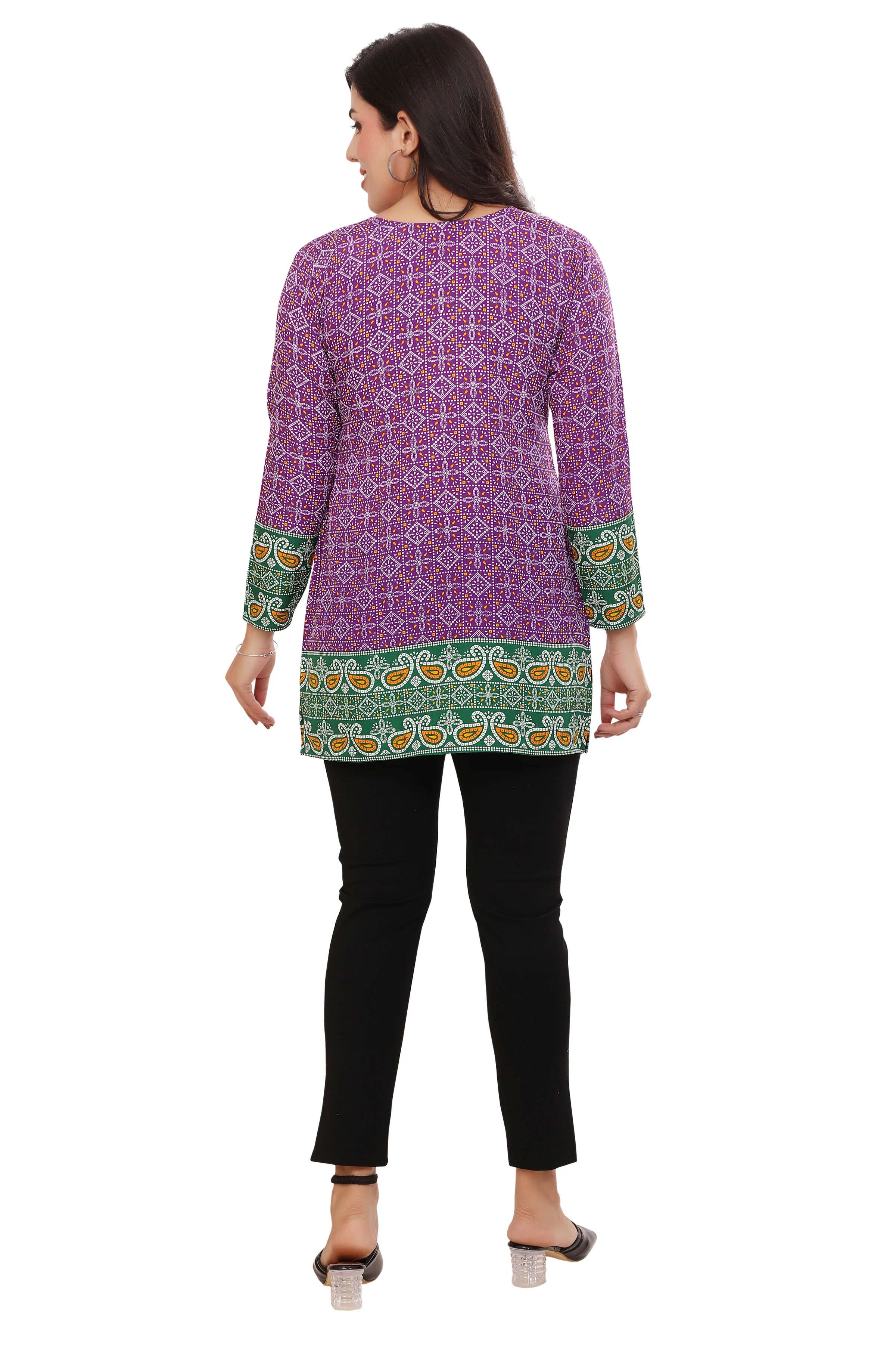 Beautiful Indian Ethnic Kurta - Purple Short Kurti for Women - Image 2