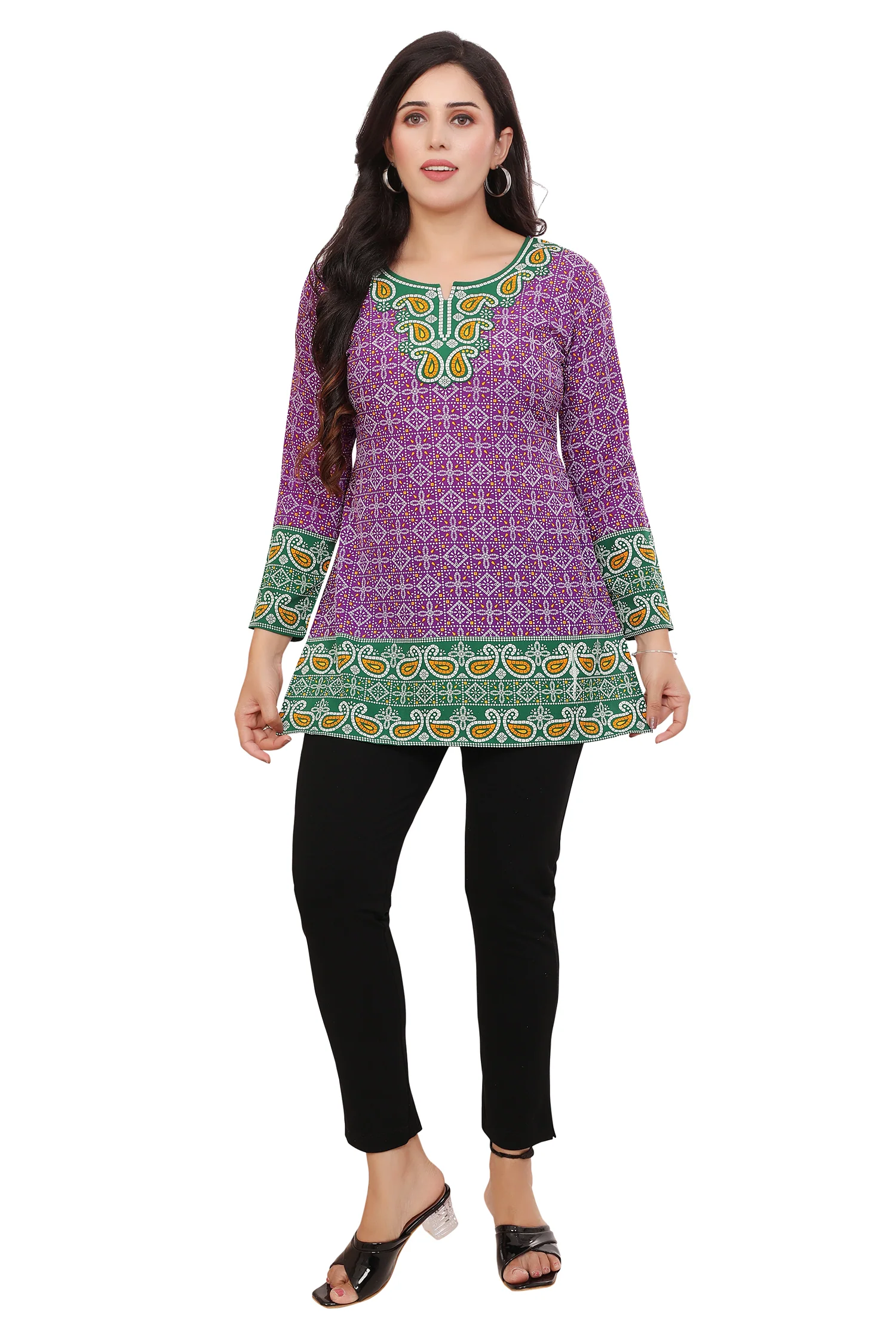 Beautiful Indian Ethnic Kurta - Purple Short Kurti for Women - Image 4
