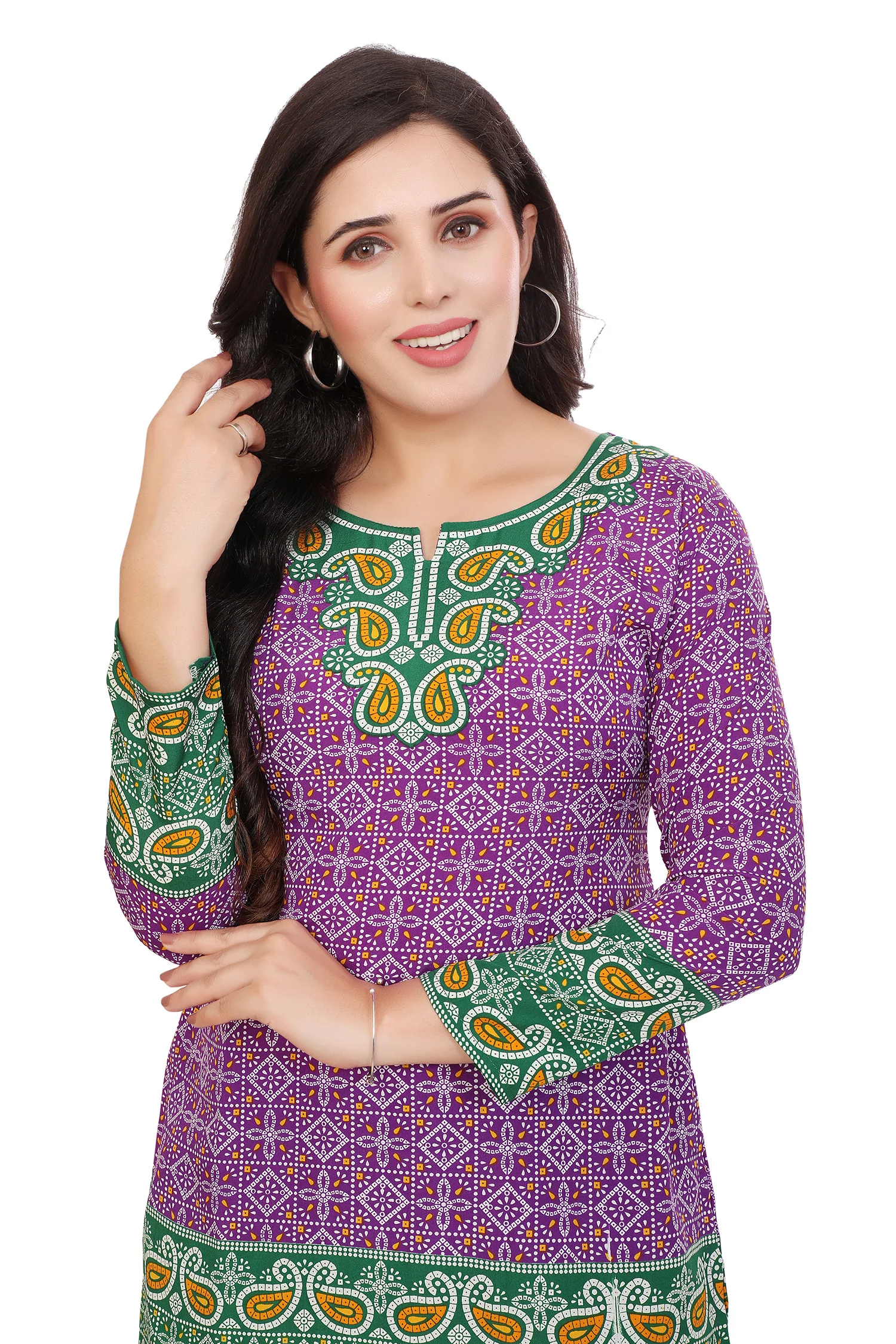 Beautiful Indian Ethnic Kurta - Purple Short Kurti for Women - Image 5