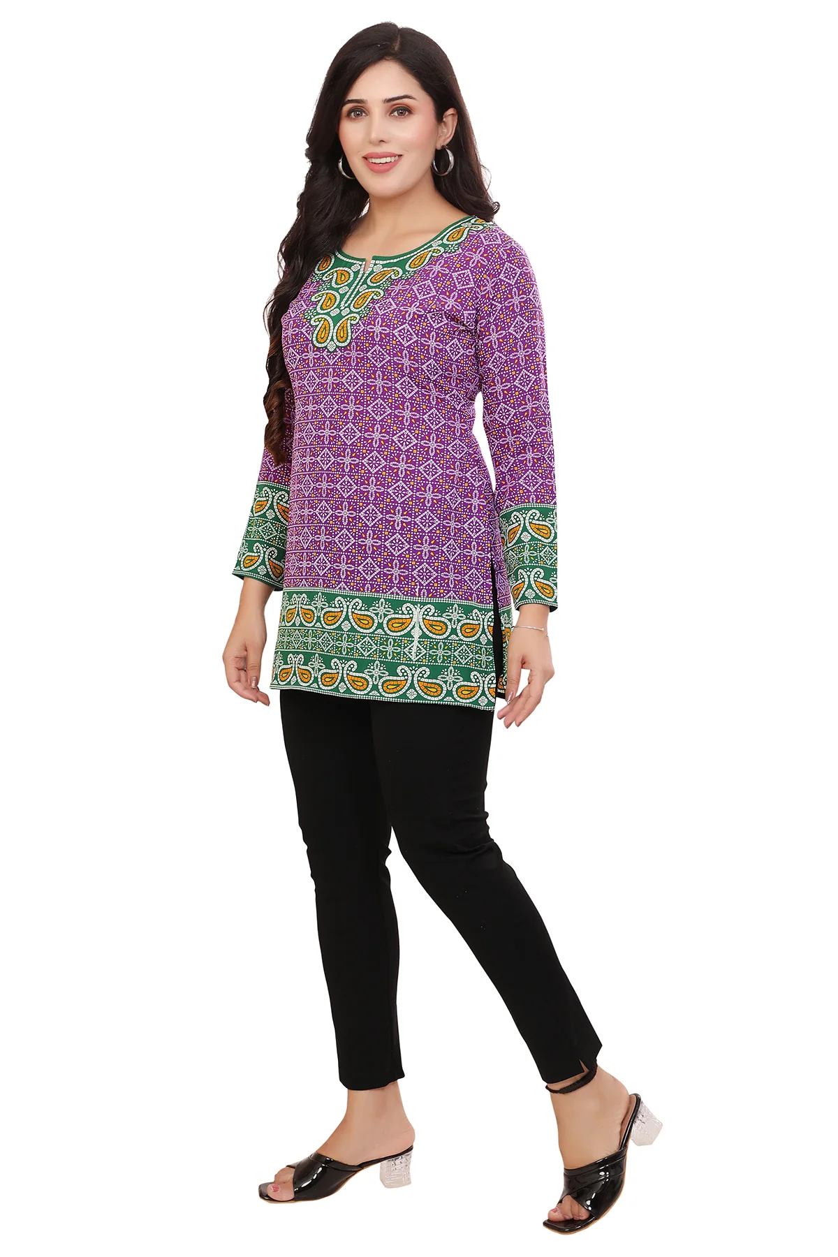 Beautiful Indian Ethnic Kurta - Purple Short Kurti for Women - Image 6