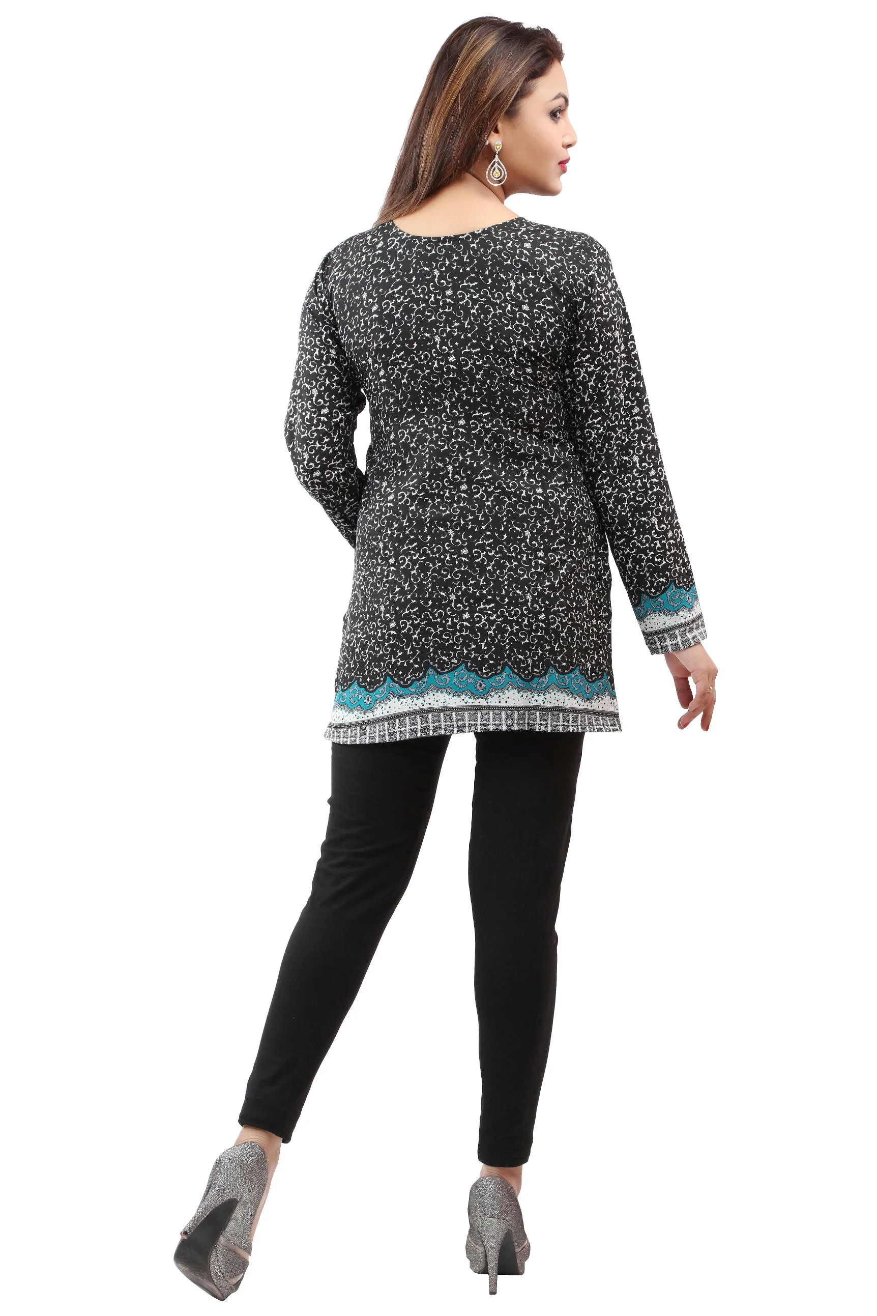Black and Turquoise Kurta for Women - Buy Stylish Kurta Online - Image 2