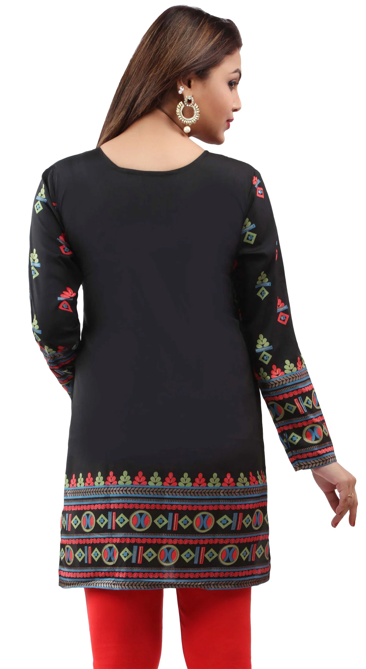 Black Ethnic Kurti for Women Vibrant Short Kurti Design - Image 2