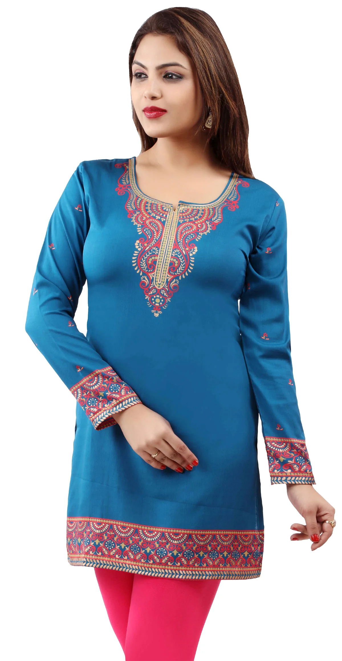 Blue Indian Style Tunics for Women - Elegant Ethnic Tops - Image 4