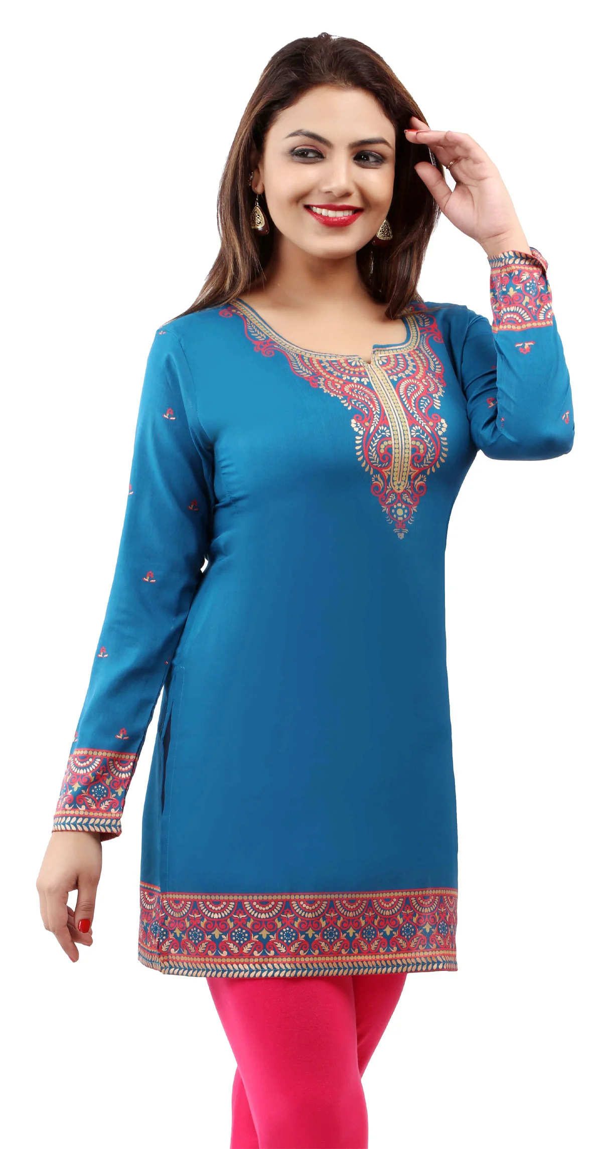 Blue Indian Style Tunics for Women - Elegant Ethnic Tops - Image 5