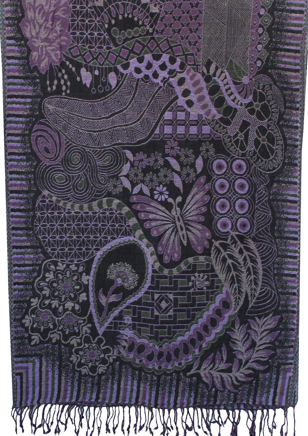 Boiled Wool Jamawar Shawl Scarves Womens Indian Clothing (76 x 28 inches) - Image 2