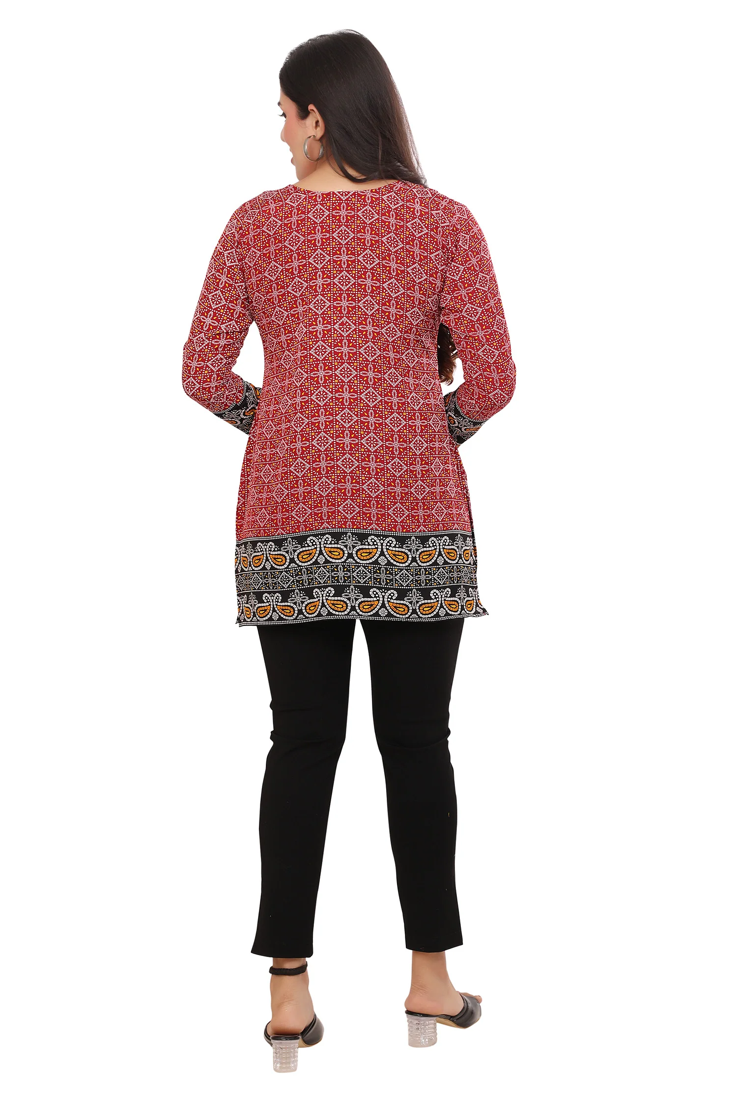 Chic Fashion Kurta India - Elegant Red Short Kurti for Women - Image 2