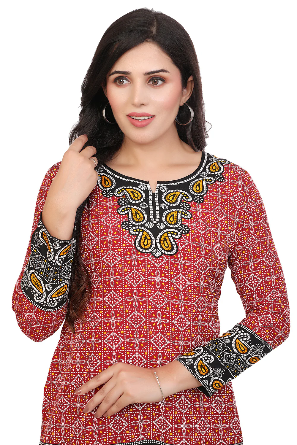 Chic Fashion Kurta India - Elegant Red Short Kurti for Women - Image 5