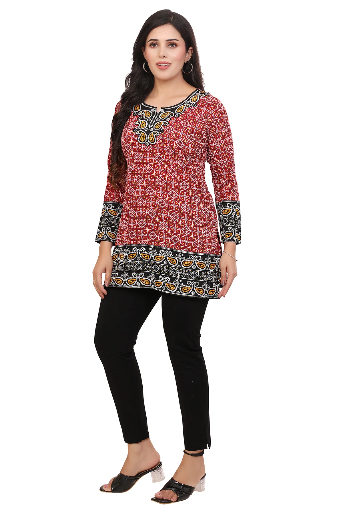 Chic Fashion Kurta India - Elegant Red Short Kurti for Women - Image 7