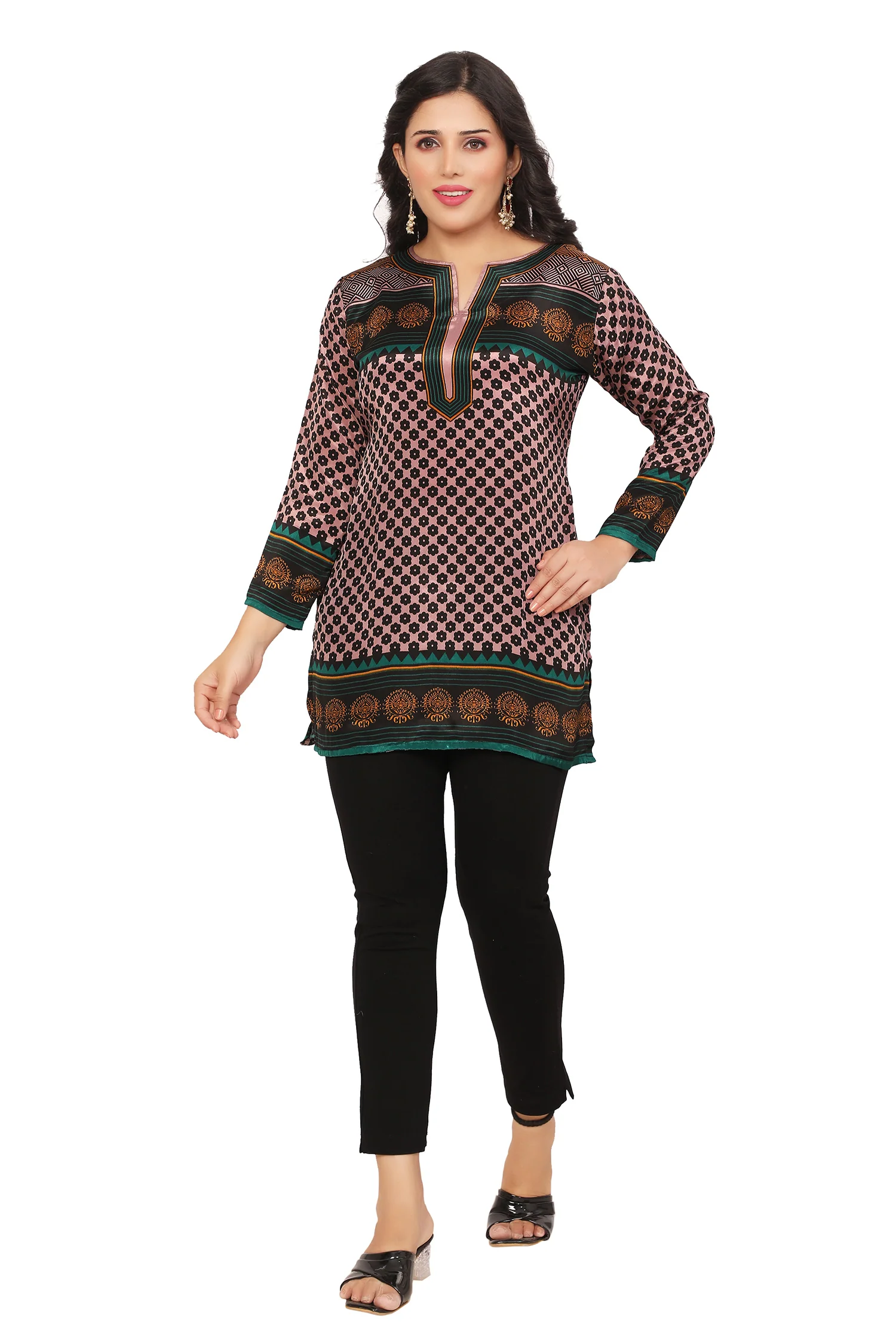 Chic Green Short Kurta Tops - Stylish Ethnic Wear for Women - Image 4