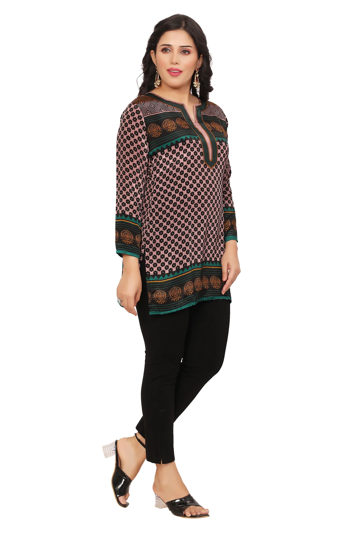 Chic Green Short Kurta Tops - Stylish Ethnic Wear for Women - Image 5