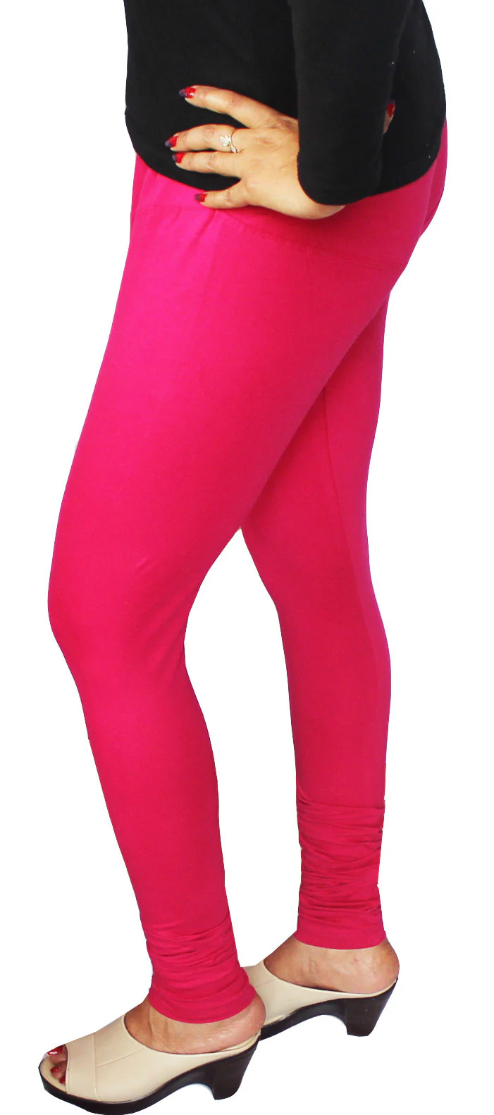 Churidar 4 Way Stretchable Leggings Womens India Clothing Bottoms (Hot Pink) - Image 3