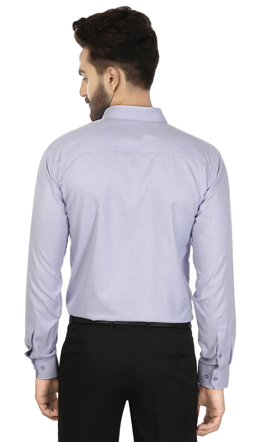 Cotton Button Down Dress Shirt Men's Long Sleeve (Purple) - Image 2