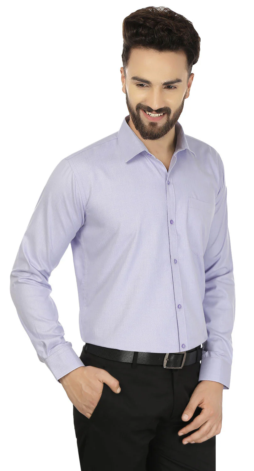 Cotton Button Down Dress Shirt Men's Long Sleeve (Purple) - Image 5
