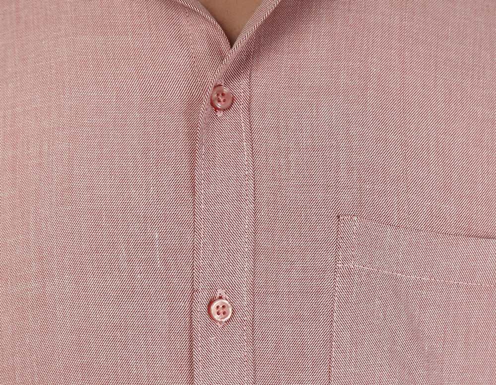 Cotton Button Down Dress Shirt Men's Long Sleeve (Red) - Image 3