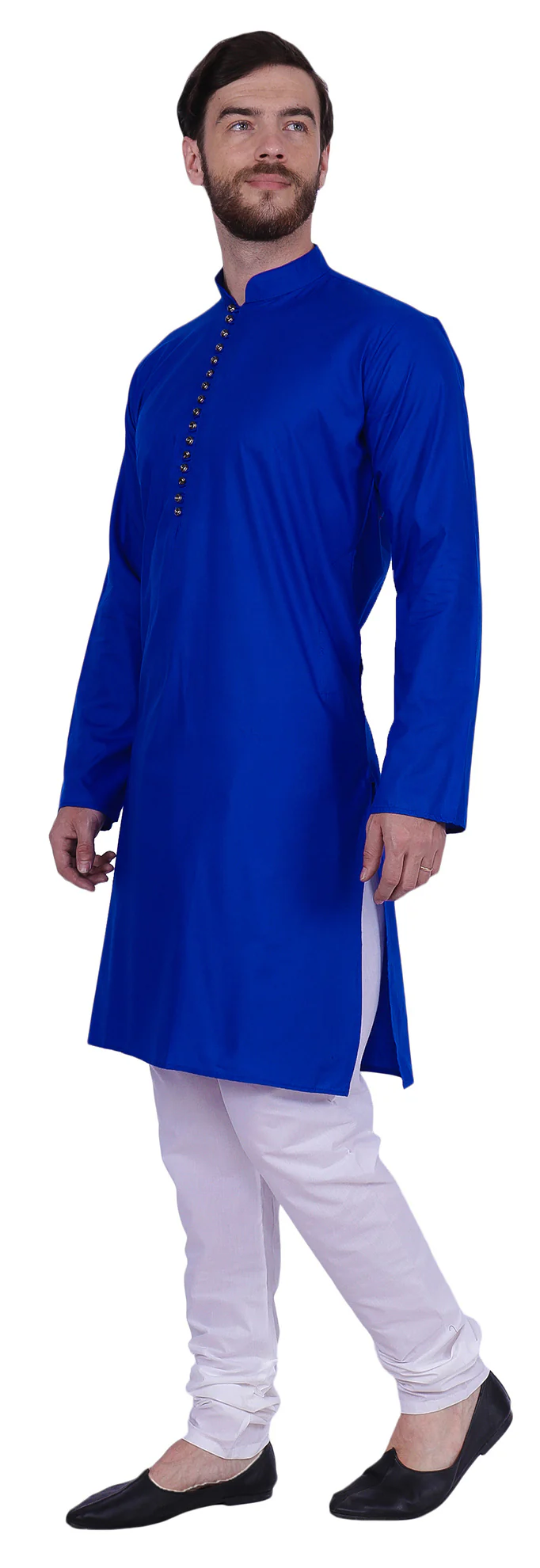 Elegant Cotton Men's Kurta Party Wear Pajama India Clothing (Blue) - Image 2