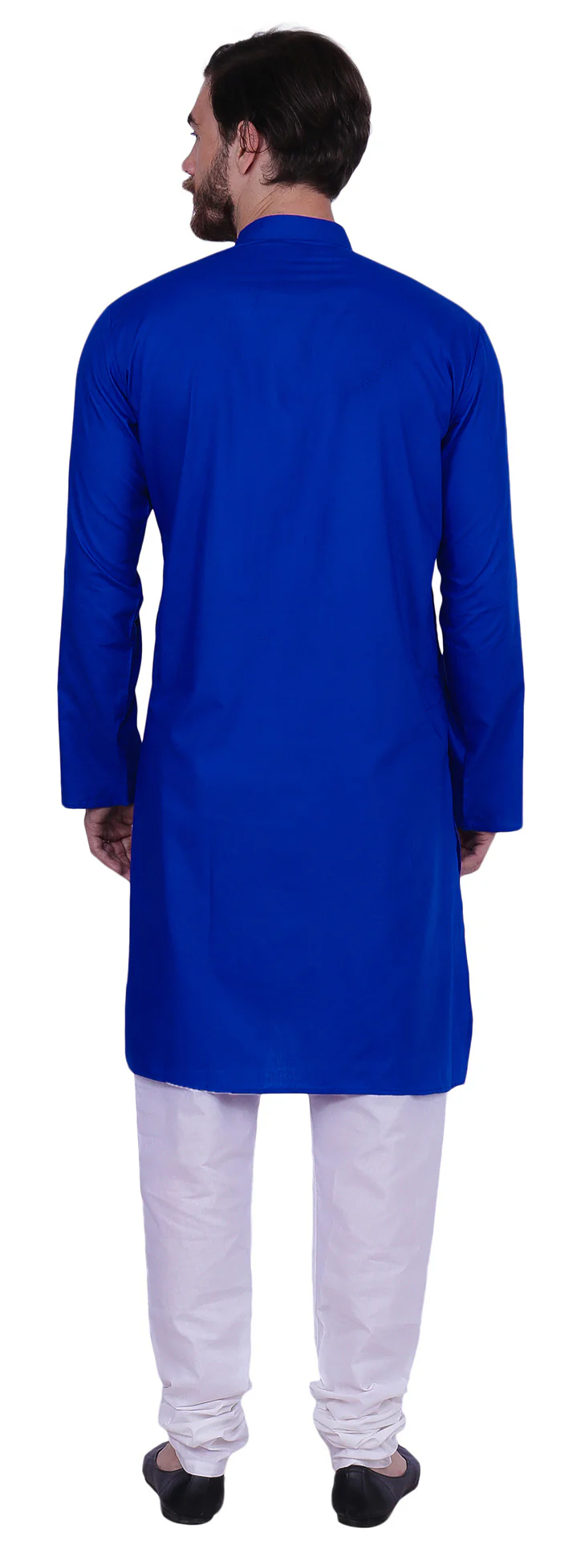 Elegant Cotton Men's Kurta Party Wear Pajama India Clothing (Blue) - Image 3