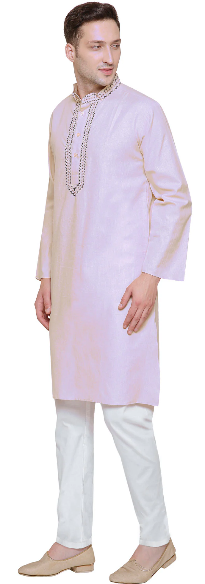 Cotton Embroidered Mens Kurta Pajama India Clothes (Purple) - Image 2