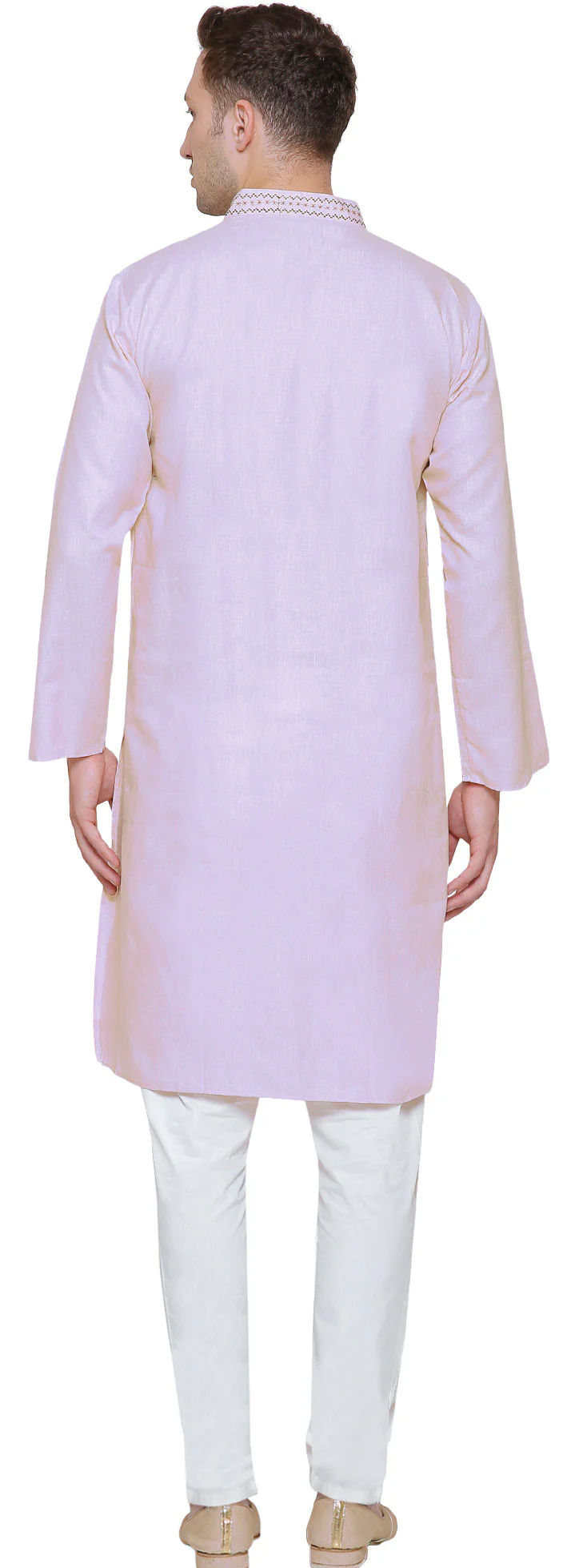 Cotton Embroidered Mens Kurta Pajama India Clothes (Purple) - Image 3