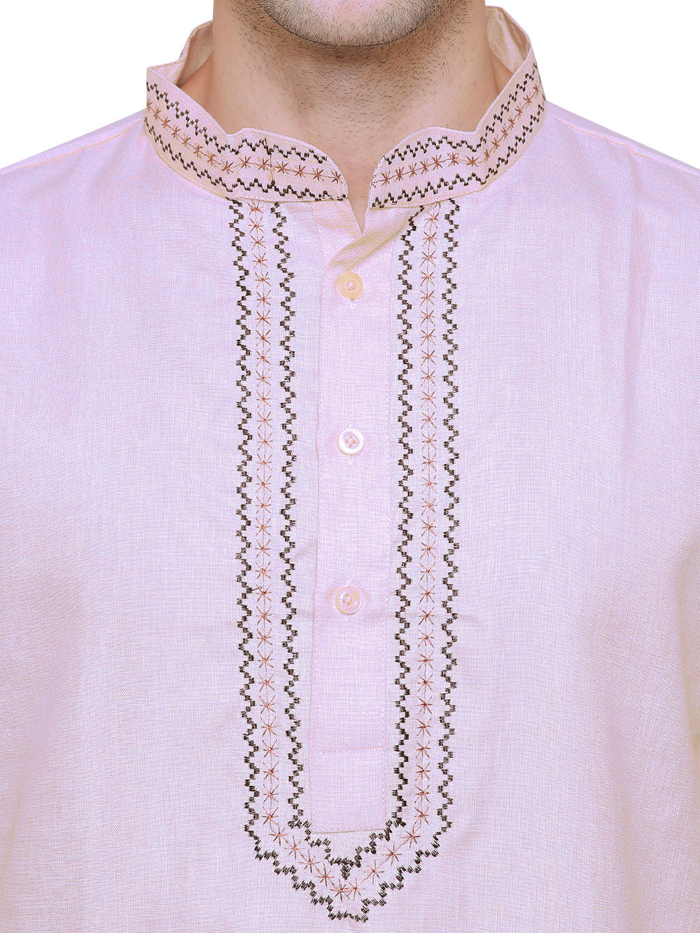Cotton Embroidered Mens Kurta Pajama India Clothes (Purple) - Image 4