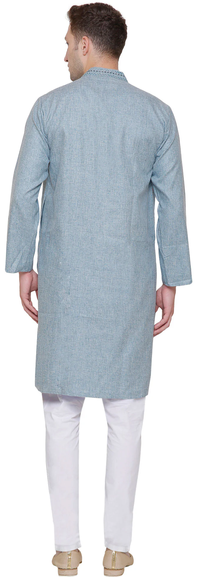 Traditional Indian Clothing Cotton Embroidered Men's Kurta Pajama Set (Green) - Image 3