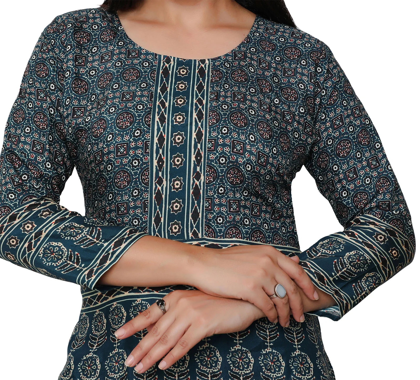 Indian Kurtis for Women Long Tunic Top Kurta (Teal) - Image 6
