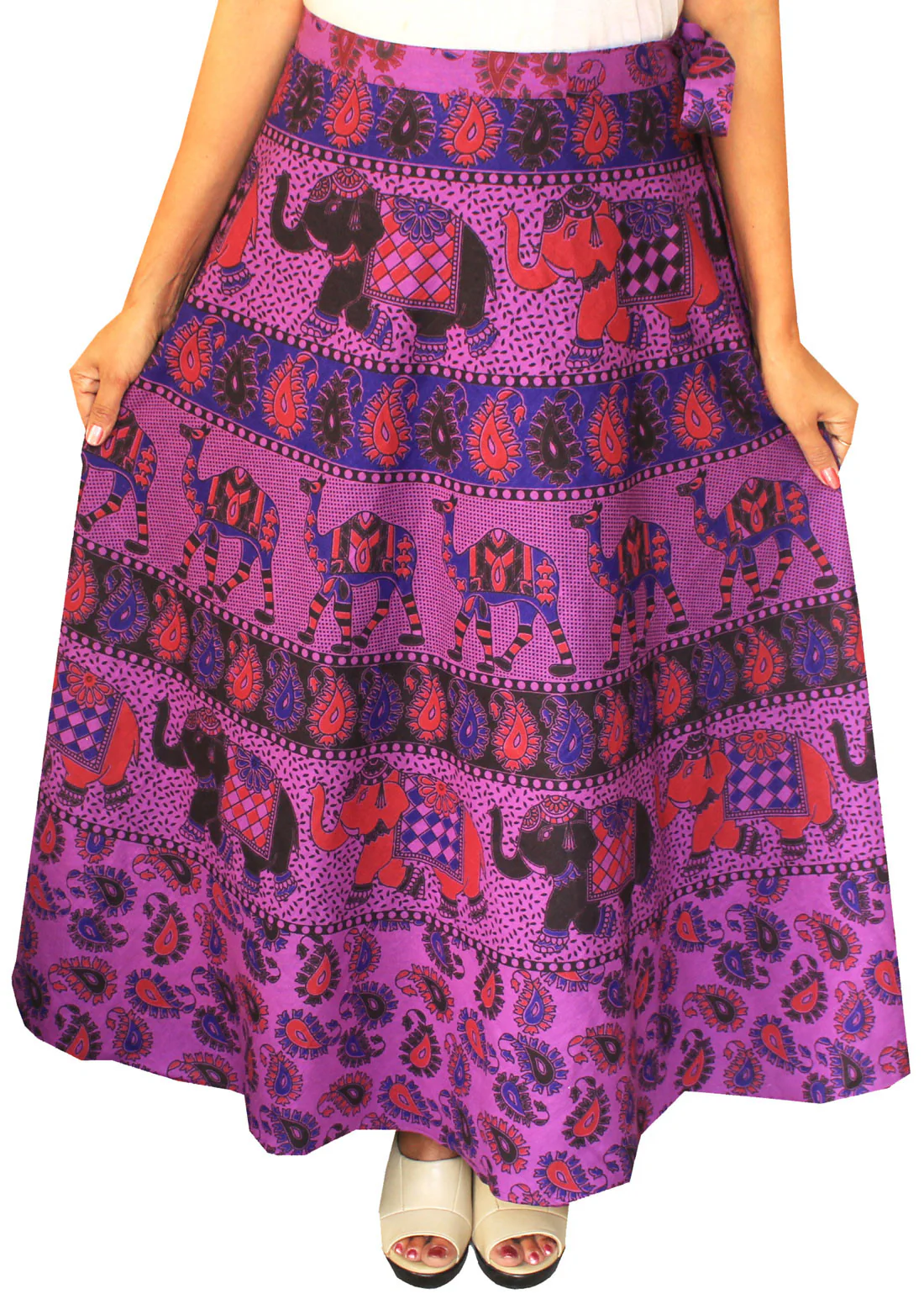 Cotton Long Skirts Wrap Around Womens Indian Clothes (Purple) - Image 2
