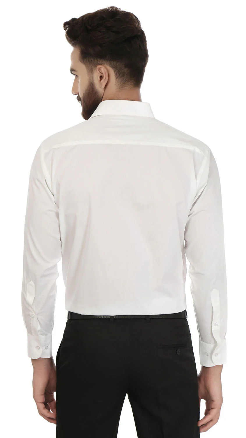 Cotton Men's Long Sleeve Button Down Dress Shirt (White) - Image 2