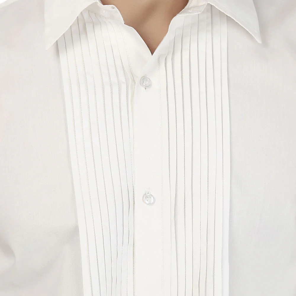 Cotton Men's Long Sleeve Button Down Dress Shirt (White) - Image 3