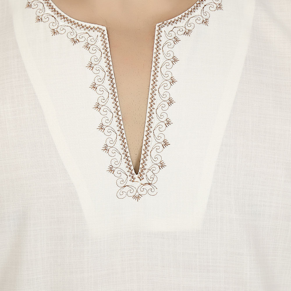 Cotton Dress Mens Short Kurta Shirt India Clothing (Off-White) - Image 4