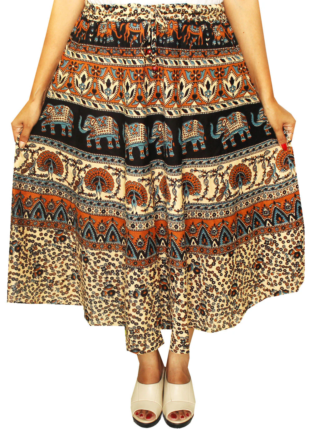 Cotton Printed Long Skirt Womens Indian Clothing (Blue) - Image 2