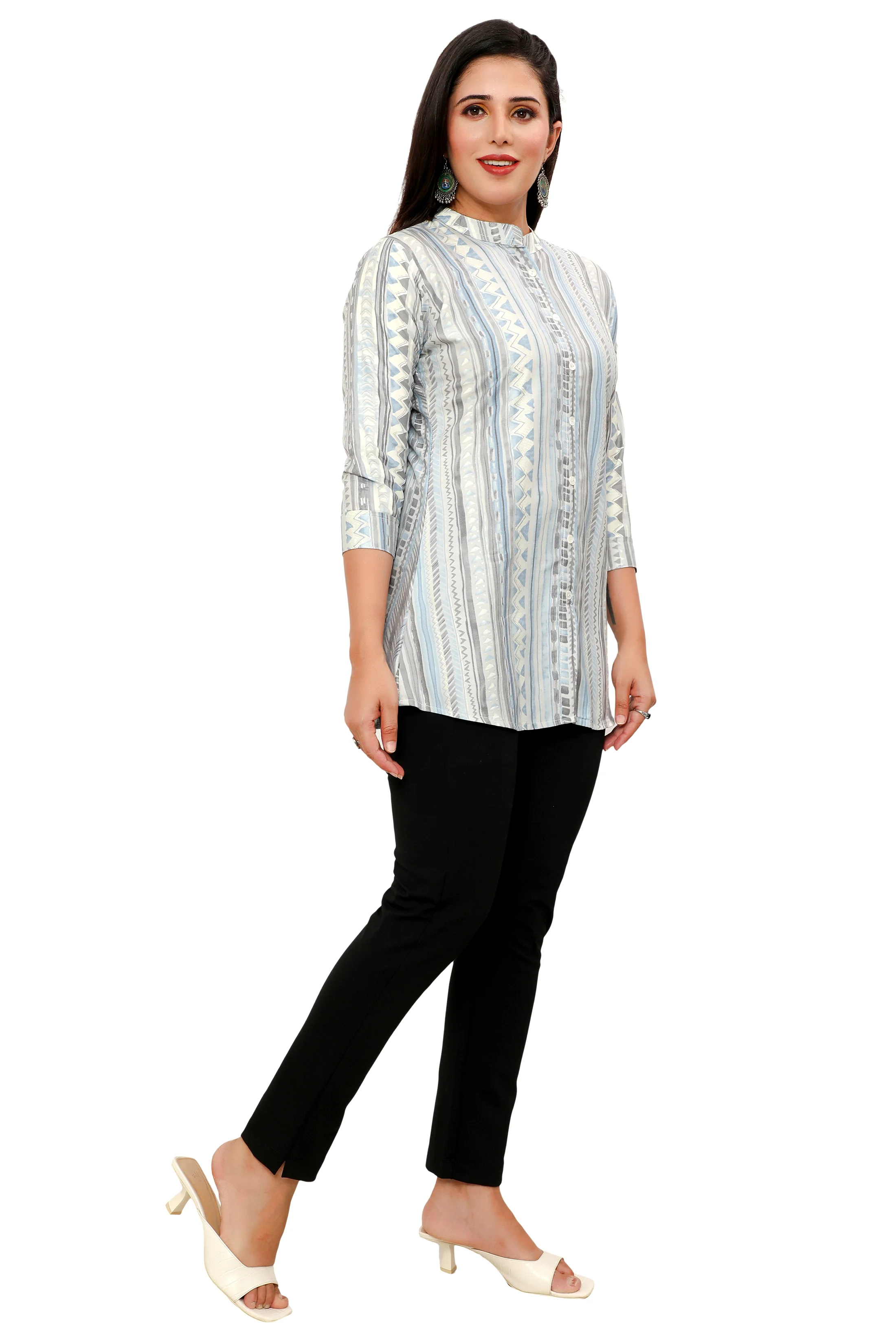 Cotton Short Kurtis Indian Tunic Top Kurta for Women (Grey) - Image 6
