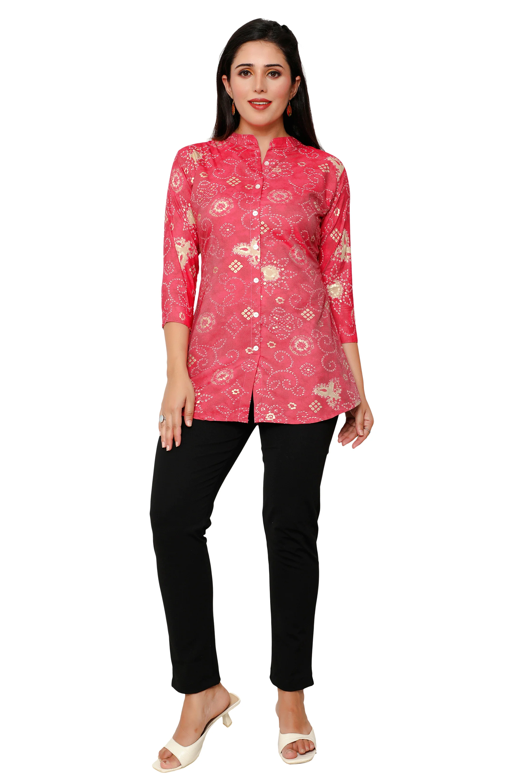 Cotton Short Kurtis Indian Tunic Top Kurta for Women (Red) - Image 5