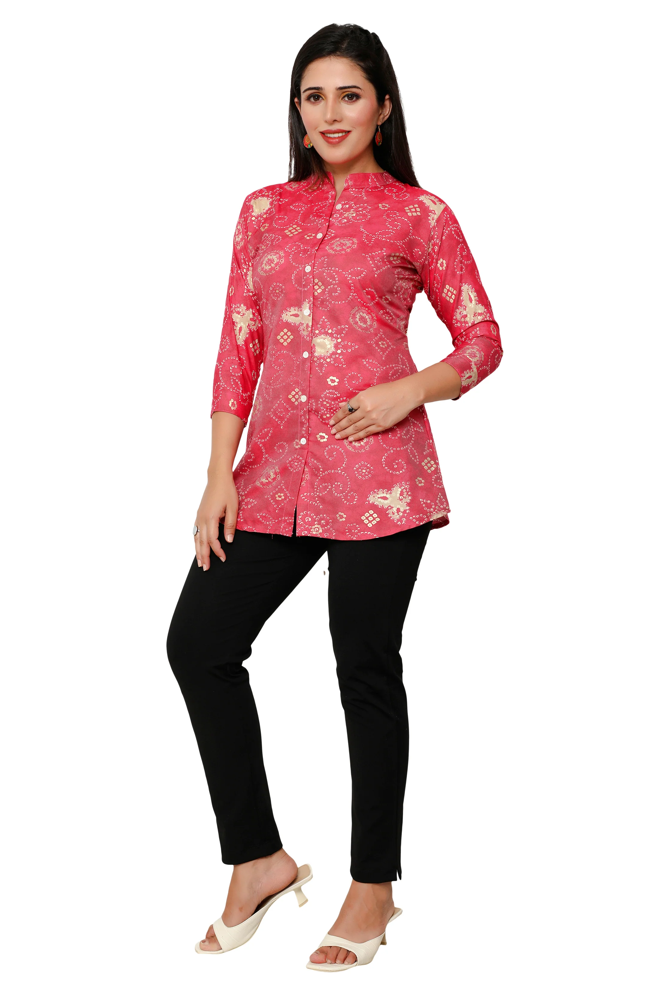 Cotton Short Kurtis Indian Tunic Top Kurta for Women (Red) - Image 6