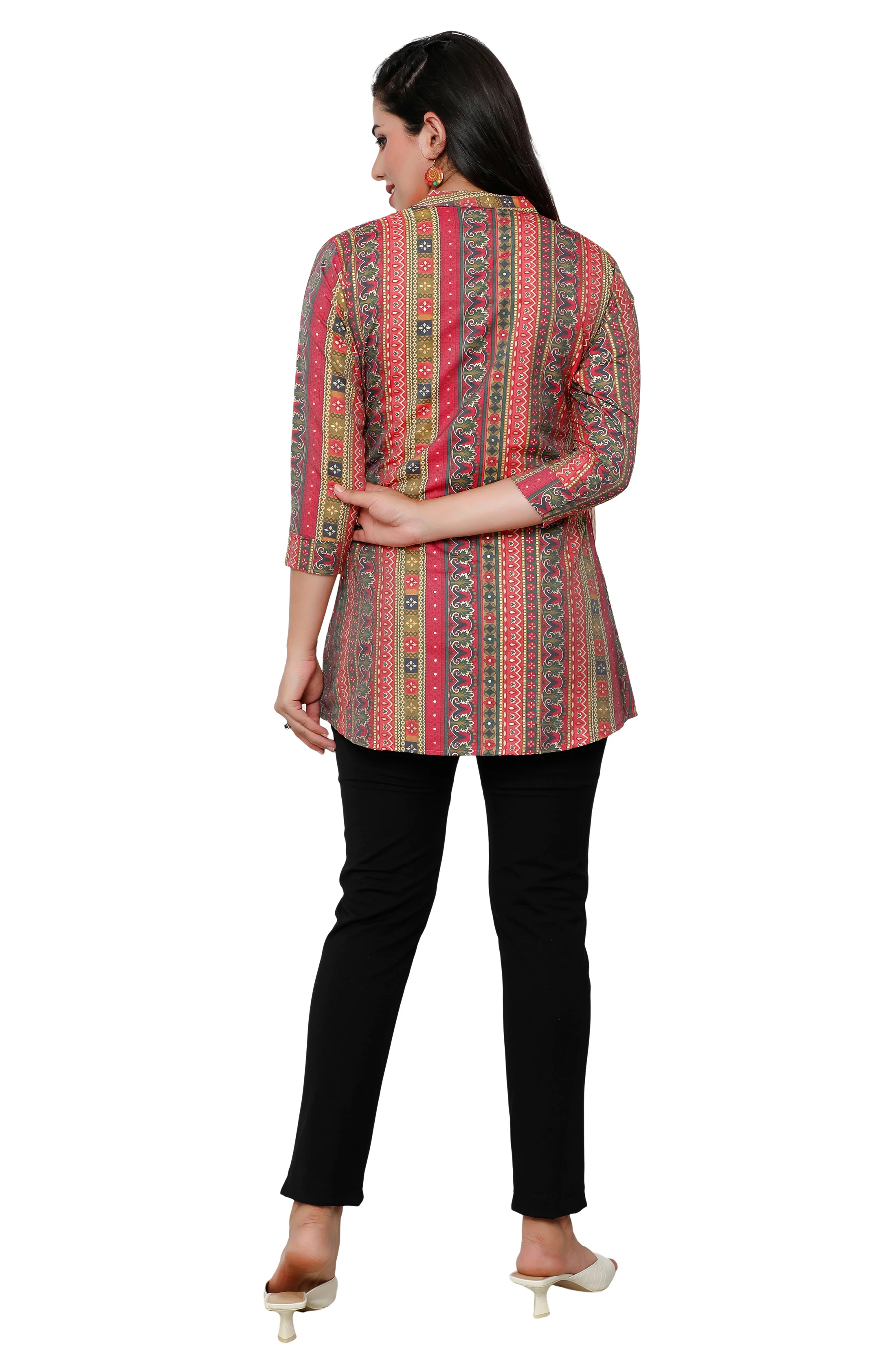 Cotton Short Kurtis Indian Tunic Top Kurta for Women (Multicolor) - Image 2