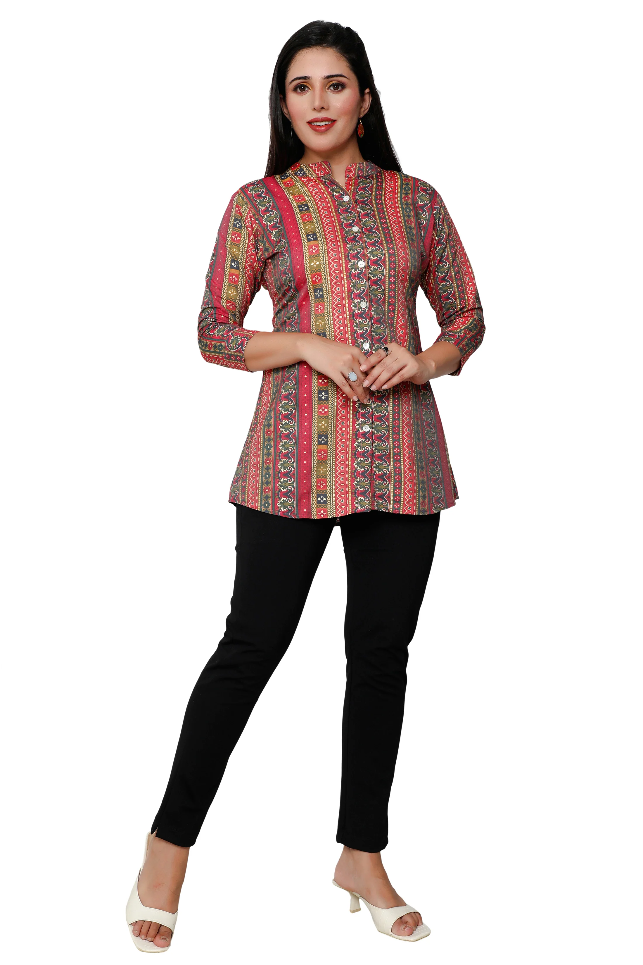 Cotton Short Kurtis Indian Tunic Top Kurta for Women (Multicolor) - Image 5