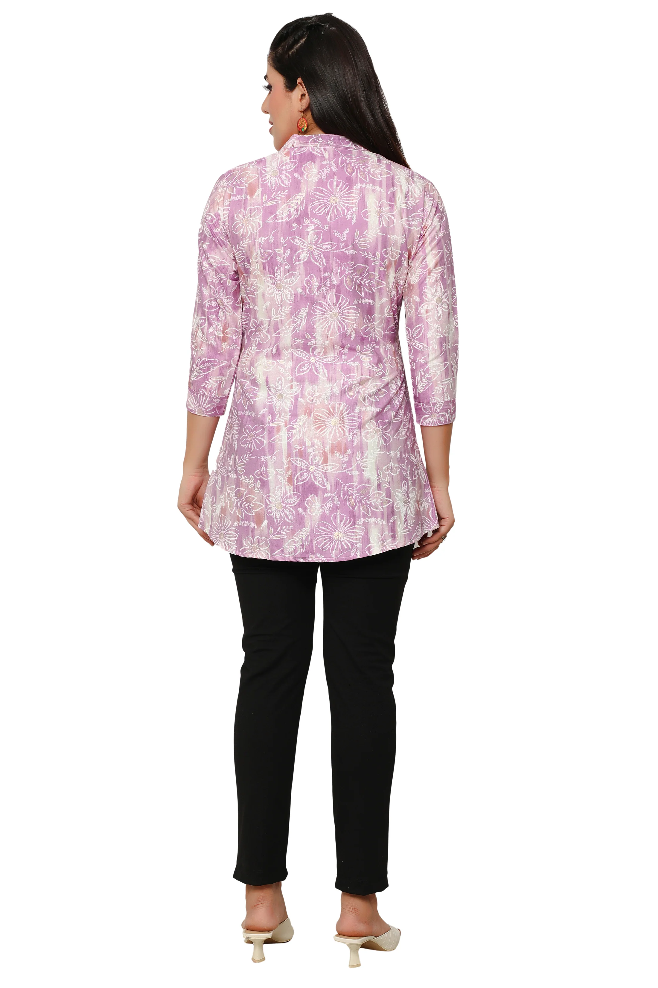 Cotton Short Kurtis Indian Tunic Top Kurta for Women (Purple) - Image 2