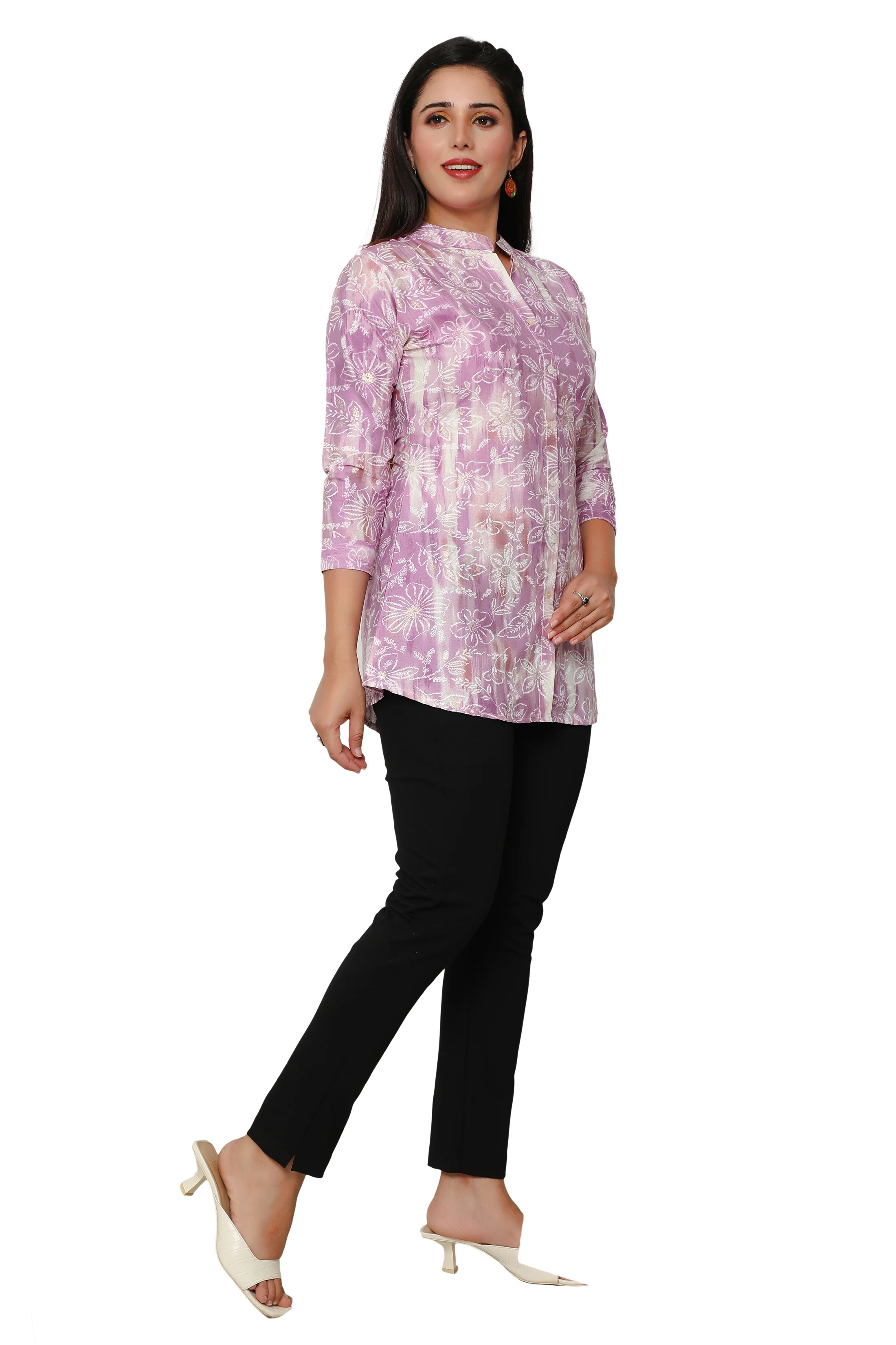 Cotton Short Kurtis Indian Tunic Top Kurta for Women (Purple) - Image 6