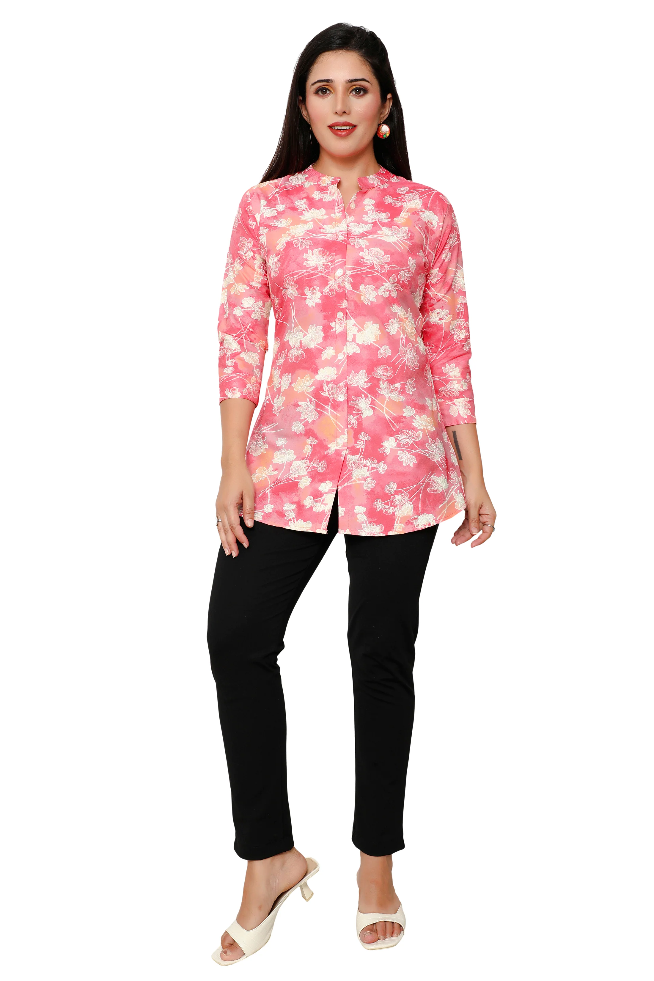Cotton Short Kurtis Tunic Top Kurta for Women from India (Pink) - Image 5