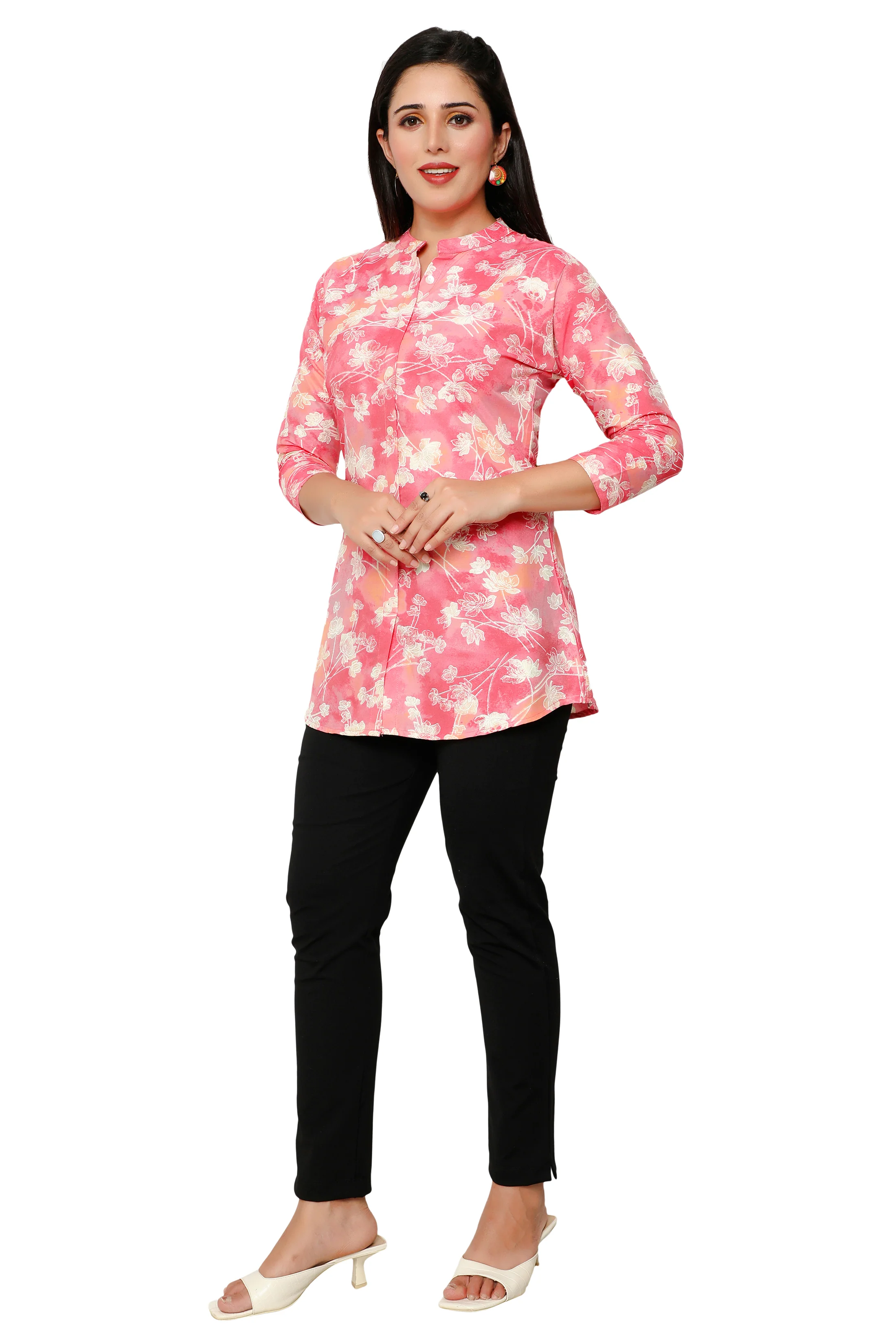 Cotton Short Kurtis Tunic Top Kurta for Women from India (Pink) - Image 6