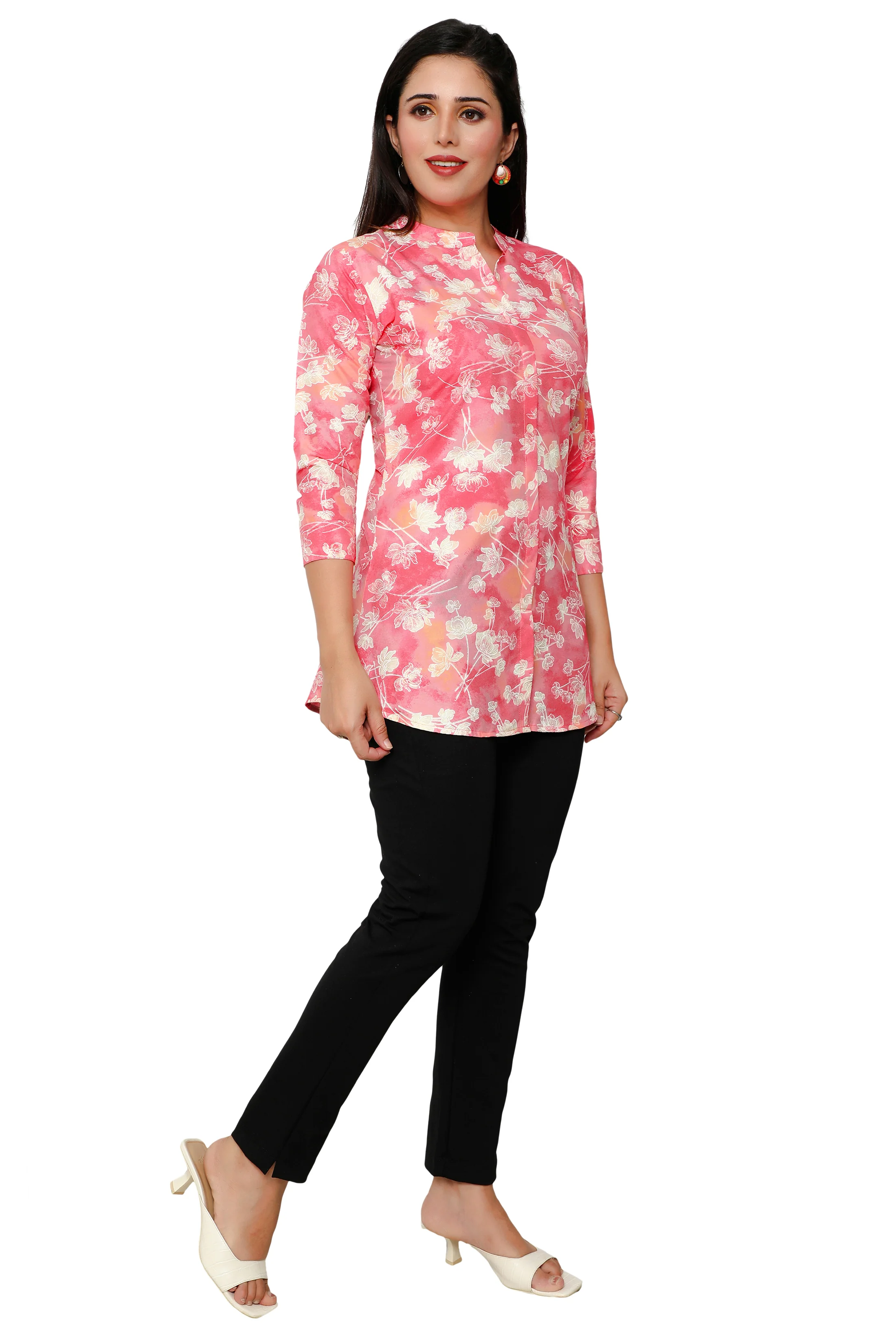 Cotton Short Kurtis Tunic Top Kurta for Women from India (Pink) - Image 7