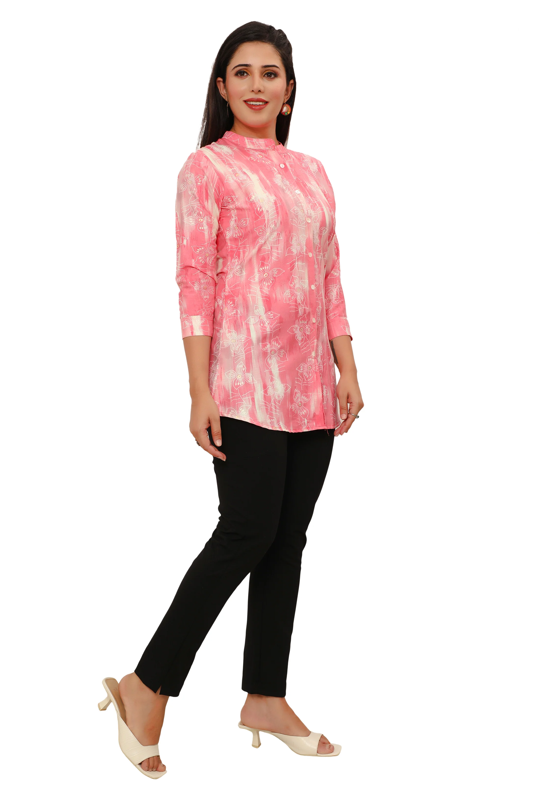 Cotton Short Kurtis Tunic Top Kurta for Women from India (Pink) - Image 7