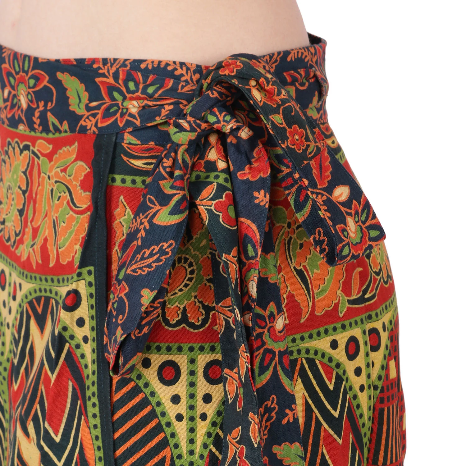 Cotton Wrap Around Long Skirt Printed Women's India Clothes (Green, One Size) - Image 4