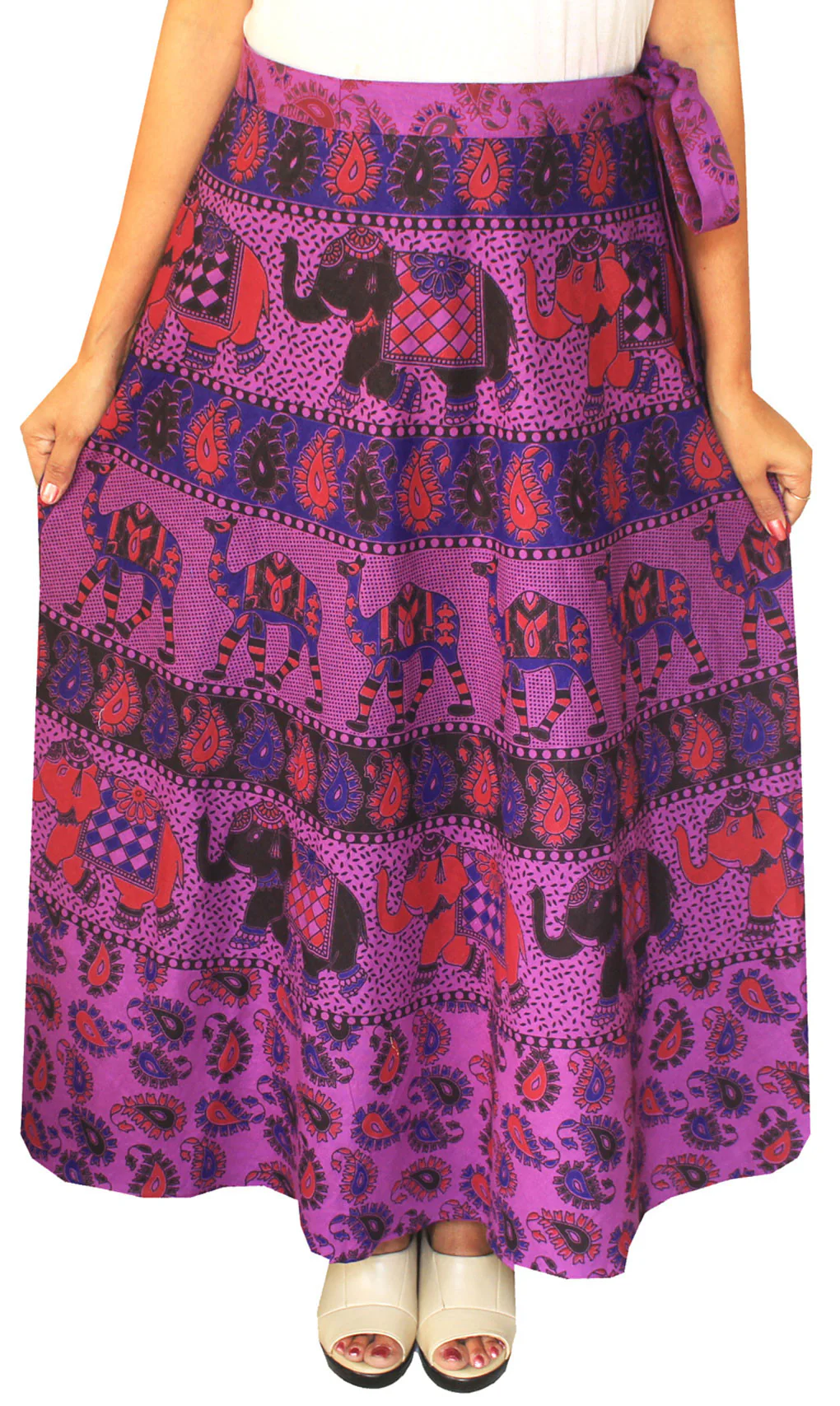 Cotton Wrap Around Long Skirt Womens Indian Clothing (Purple) - Image 2