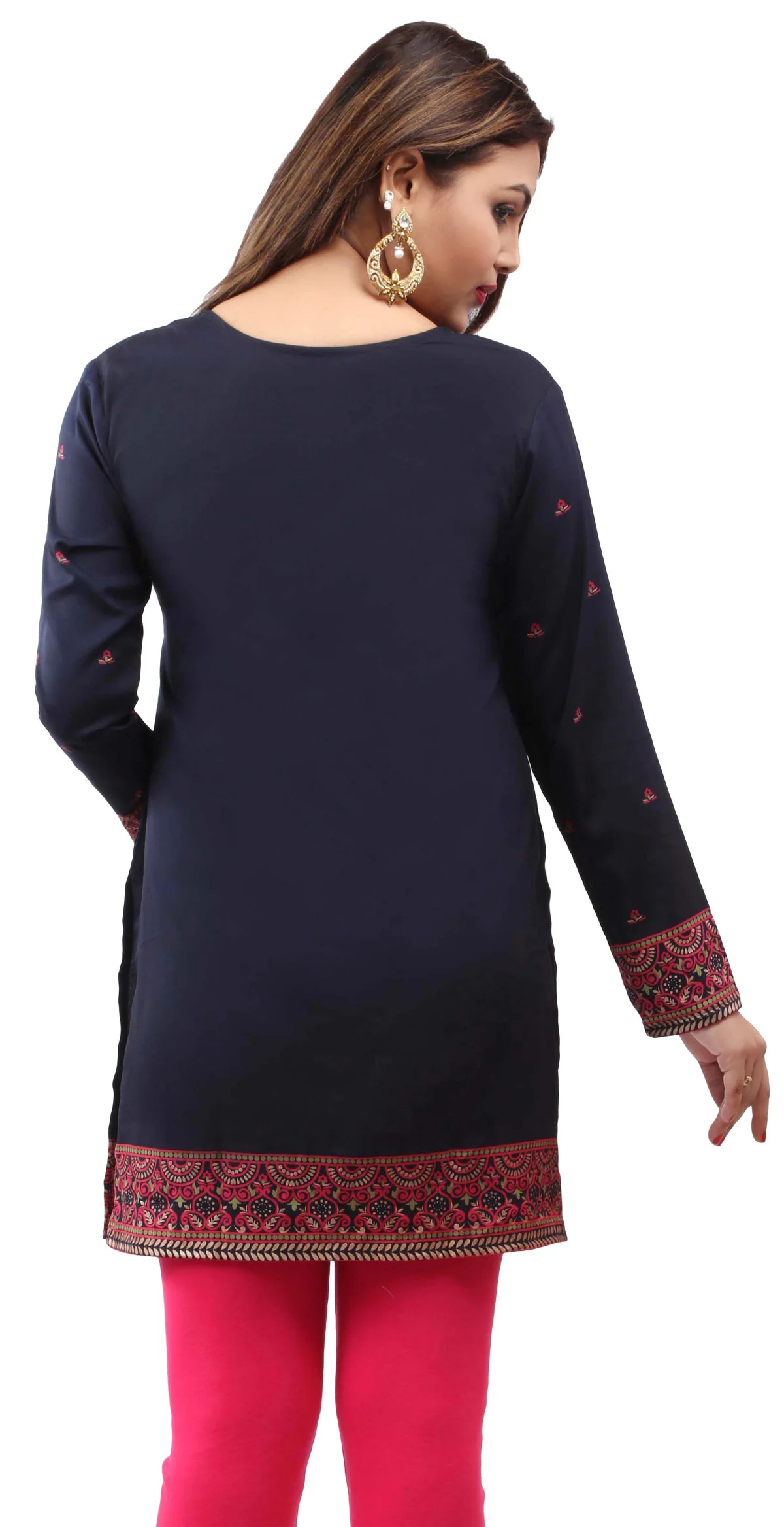 Dark Blue Short Kurti Tops for Women - Elegant Ethnic Wear - Image 2