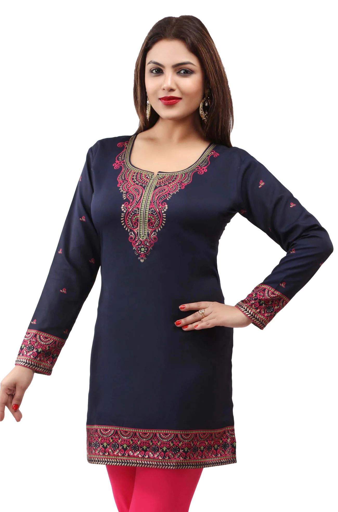 Dark Blue Short Kurti Tops for Women - Elegant Ethnic Wear - Image 5