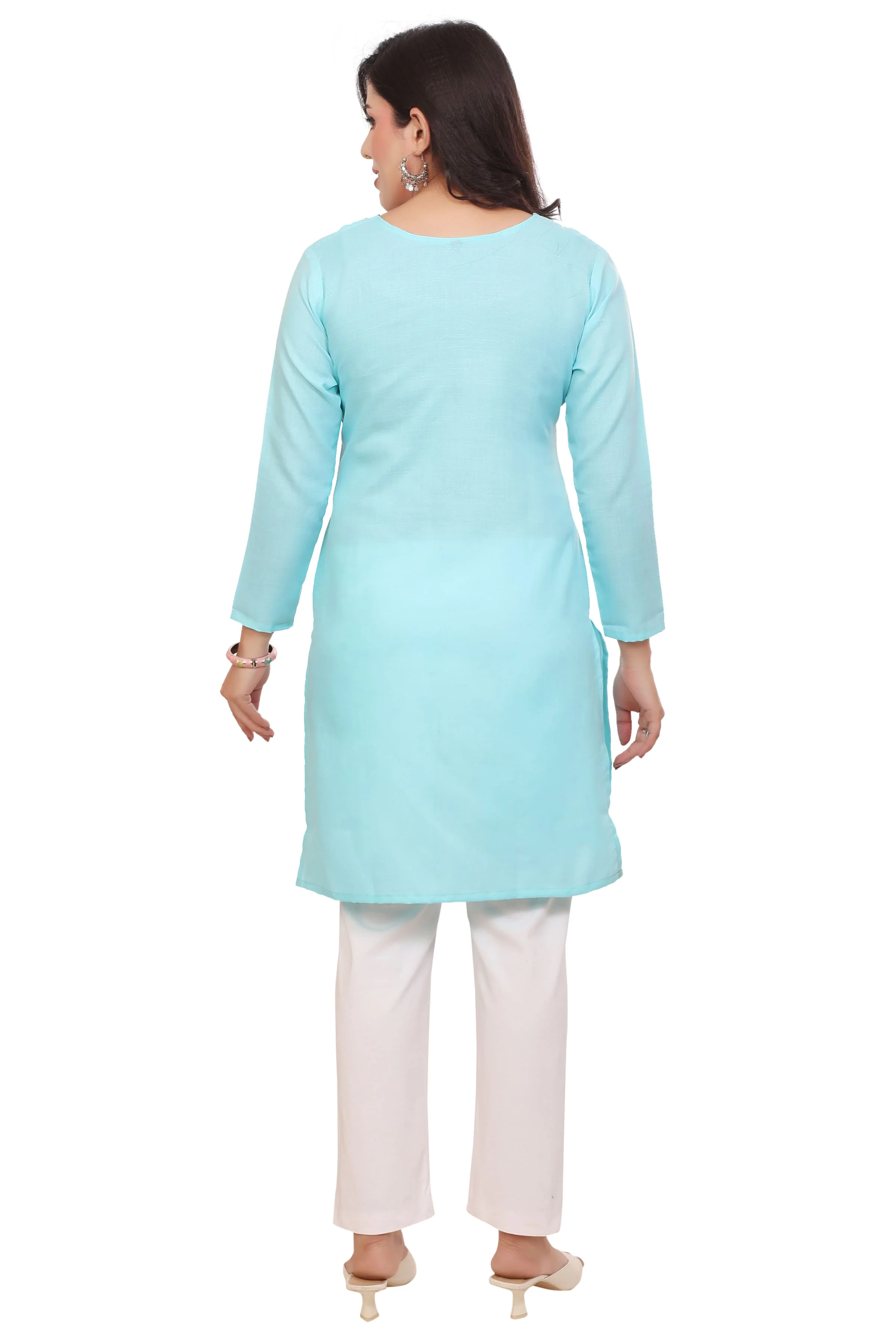 Elegant Aqua Blue Indian Tunics - Stylish Kurti for Women - Image 2