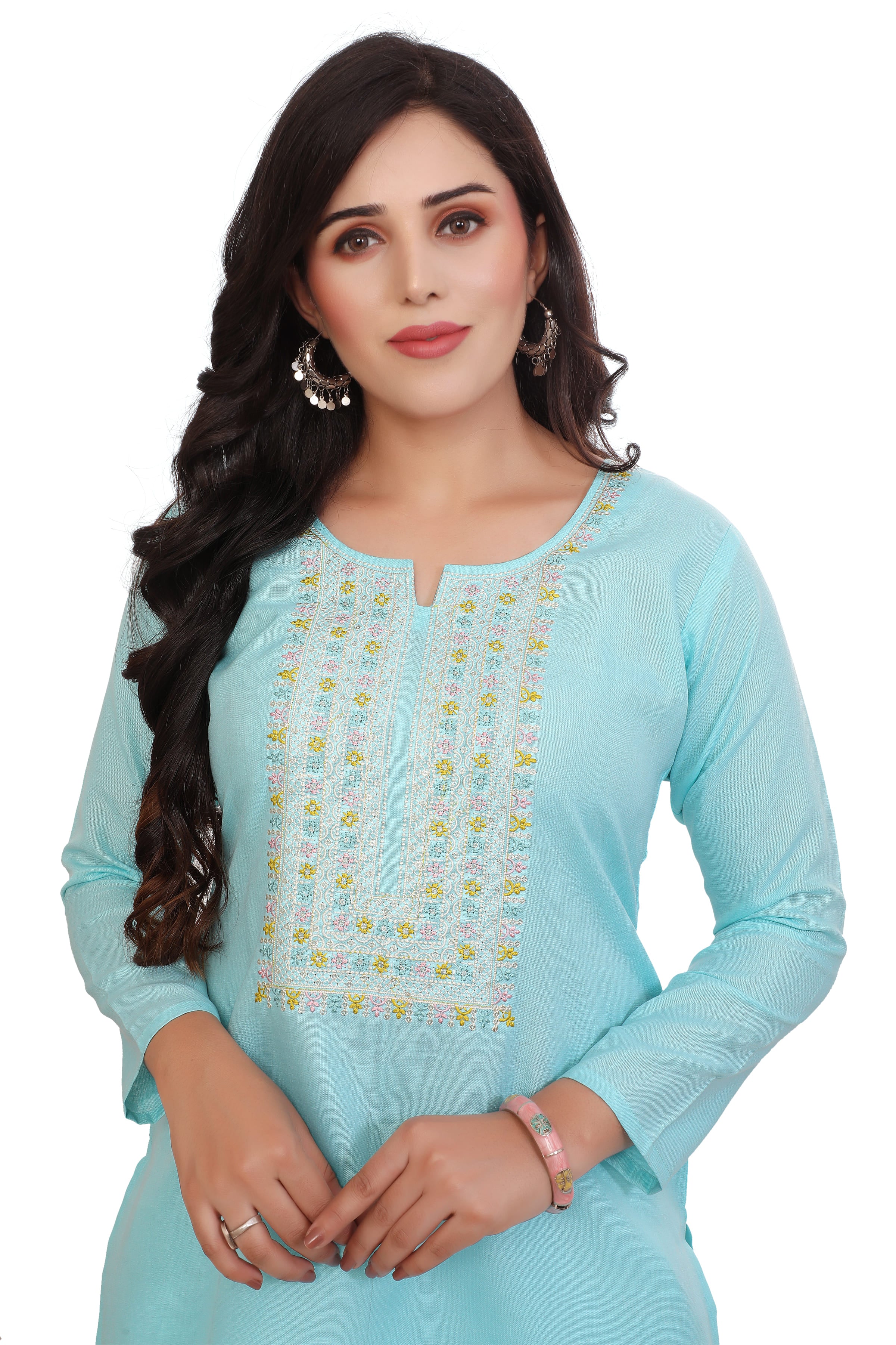 Elegant Aqua Blue Indian Tunics - Stylish Kurti for Women - Image 4