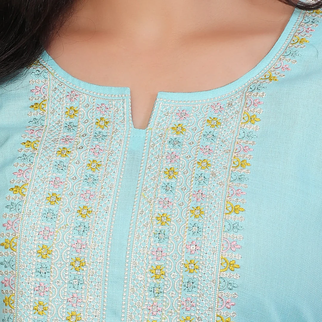 Elegant Aqua Blue Indian Tunics - Stylish Kurti for Women - Image 7